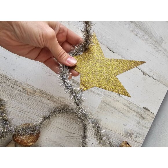 Antique 8' tinsel star Bell Garland tree metal silver unique - Picture 6 of 8